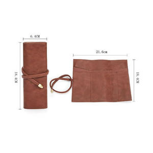 Wholesale Leather Roll up <b>Pen</b> Bag Pencil Case Storage Pouch Organizer Can Custom logo - Product Image 3