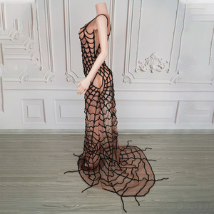 Novance Y5463 Productos de Moda Vestido de Noche Elegante Negro con Diseño de Telaraña Único, Talla Grande, Sexy y Transparente para Mujer - Product Image 5