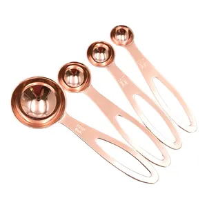 Baking Tool rose gold measuring spoon 4 piece set stainless steel milk powder measuring spoon with scale