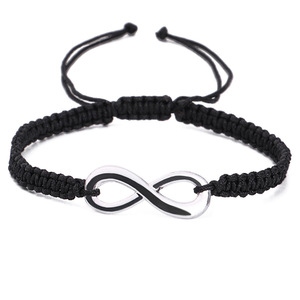 <span class=keywords><strong>Bracelet</strong></span> tressé en corde noir/blanc fait main Infinite Sign pour femmes et hommes, <span class=keywords><strong>bracelet</strong></span> ajustable avec breloque, cadeau de bijoux - Product Image 3