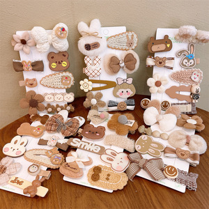 Jiamu niños Otoño e Invierno diseño marrón serie oso de peluche pinzas para el cabello conjunto niños lindos dibujos animados accesorios para el cabello - Product Image 1