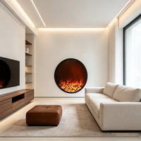 Cheminée électrique, cheminée ronde moderne en acier, poêles décoratifs à flamme simulée 3D, chauffage intérieur pour salon, villa, hôtel
