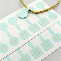 Étiquettes de taille personnalisées en feuille d'or pour bijoux - Étiquettes adhésives vert menthe avec texte en argent sterling pour bague, bracelet et collier