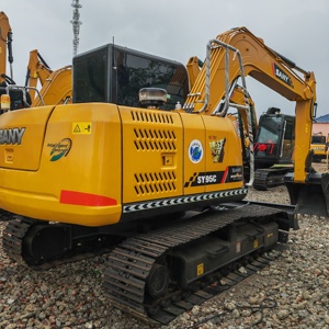 Excavatrice sur chenilles SANY SY95C jaune, haute puissance de creusement, matériel de construction - Product Image 1