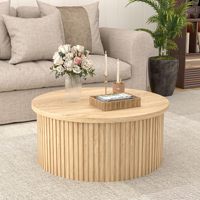 AJUNION Mobilier de maison moderne Espace de rangement pliant Table basse ronde Couchtisch Table basse en bois relevable pour salon