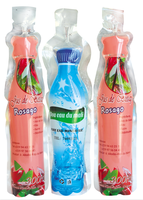 Sacs d'emballage personnalisés en PET/PE en forme de bouteille pour jus, boissons et eau purifiée avec fonction de scellage thermique et support.