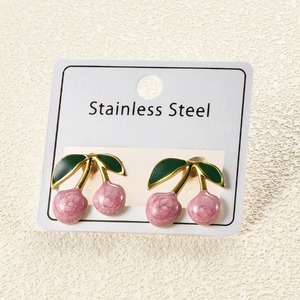 Pendientes de Cereza Kawaii de Acero Inoxidable, Lindos, Impermeables, Coloridos, con Esmalte de Frutas, Joyería Estética Dulce, Regalo para Niñas - Product Image 4