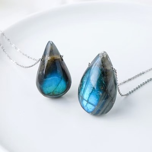 Natural Crystal Labradorite Water Drop Pendant <strong>Painted</strong> Moonstone Raw <strong>Stone</strong> Polished for Souvenir or Model - Product Image 5