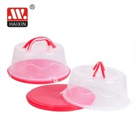 Haixing – serveur de gâteaux ronds en plastique transparent, boîte à gâteaux avec poignée