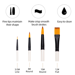 Xin Bowen nouvel article perle blanc qualité pinceaux ensemble 4 pièces aquarelle artiste pinceaux pour huile acrylique <span class=keywords><strong>dessin</strong></span> - Product Image 3