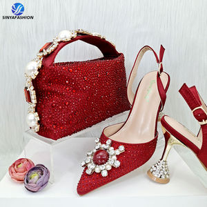 Scarpe e borse italiane SinyaFashion tacco basso belle scarpe da festa e borsa da festa Set di scarpe di alta qualità da abbinare - Product Image 6