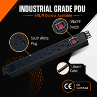 PDU de Sudáfrica con 8 Tomas de Corriente, Protección Contra Sobretensiones y Sobrecargas, PDU de Aluminio para Rack de 19 Pulgadas, Certificado CE, Impresión de Logotipo OEM