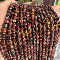 Perles en vrac œil de tigre naturel en forme de cube 6mm 8mm, rouge/jaune/doré, pour la fabrication de bijoux DIY