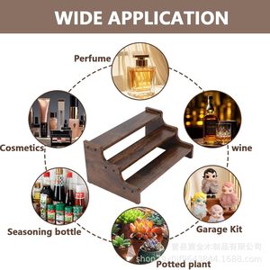 Wooden Three Tier Cosmetic Organizer <b>Desktop</b> Storage Rack For Perfume Bottles Makeup Toiletries - Product Image 5