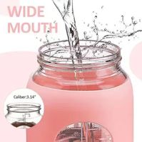 Bouteilles d'eau en verre de 64 oz (demi-gallon) sans BPA, étanches, compatibles lave-vaisselle et micro-ondes, grande capacité, pour le sport, unisexe, pour l'extérieur