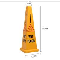 Panneau de signalisation de sécurité antidérapant jaune en plastique imprimable sur 4 faces, personnalisé, en forme de pyramide carrée, pour sol mouillé, cône de précaution