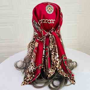 Colorful Classic Style Leopard Cashew Printed 90 cm Polyester Autumn <b>square</b> <b>Scarf</b> Muslim Hijab Kerchief Women YHK0068 - Product Image 3