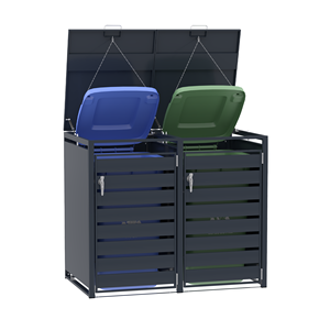 صناديق عجلات بغطاء كبير 240 لتر في الهواء الطلق تغطي حديقة صندوق قمامة منزل صندوق قمامة مجلفن مع سلتين - Product Image 1