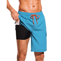Short de bain sportif uni léger pour homme 140g Spandex Polyester Séchage rapide Short de plage Logo personnalisé Vente en gros Coupe ajustée