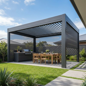Pergola Bioclimatica Motorizzata Manuale <span class=keywords><strong>in</strong></span> Alluminio Verniciato a Polvere con Tetto a Lamelle per Balcone, Giardino e Terrazzo - Eco-Friendly - Product Image 5