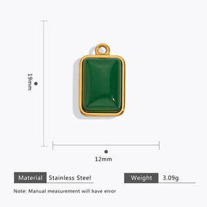 Colgantes y dijes de piedras preciosas naturales de acero inoxidable 316L chapados en oro PVD de 14K y 18K, personalizados y hechos a mano, para la fabricación de joyería. - Product Image 6