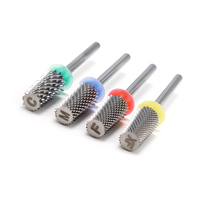 Brocas de Carburo para Uñas, Manicura, 6.6, Gran Cilindro Cónico, C/M/F/XF, Parte Superior Plana, Brocas de Pulido para Limpiar Cutículas, 3/32 Pulgadas
