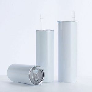 Gobelet isotherme pas cher en acier inoxydable blanc, anti-fuite, 20oz 30oz, fin et droit, vierge pour sublimation, 6-12 cadeaux d'affaires - Product Image 2