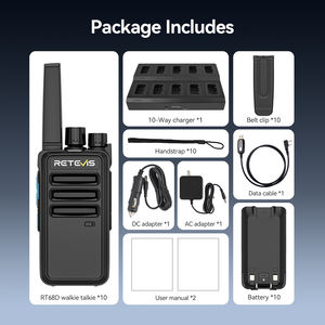 10 radios digitales DMR bidireccionales, paquete múltiple, sin licencia, FRS PMR446, walkie-talkies, juego de radios, cargador múltiple, RT68D RT668D, 2000mAh, >20H - Product Image 6