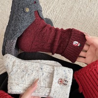 Chaussettes de Noël en laine pour l'automne et l'hiver, chaussettes en laine à pois brodées en polaire pour femmes, chaussettes mi-mollet épaisses et chaudes en relief