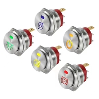 Interrupteur à bascule rond en métal étanche ABILKEEN DC 12V 20A ON-OFF SPST 3 broches 22 mm avec lumière LED, symbole personnalisé