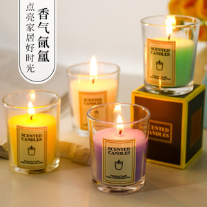 Velas aromáticas en vasos de vidrio con forma cilíndrica, fragancia de aromaterapia para decoración del hogar - Product Image 1