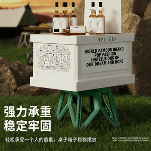 Portable Folding <b>Stool</b> Hexagon <b>Plastic</b> Outdoor Indoor Chair Gray Black Khaki Minimalist Design - Product Image 3