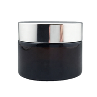 Pots cosmétiques ronds en verre noir mat de 5g à 200g pour crème pour les yeux et le visage avec bouchon à vis et diffuseur à bâtonnets