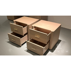 Stylish Luxury Villa Hotel Apartment Furniture Nightstands Bedroom Wooden Brown Square Nightstand Set 2 01 Nightstand Set 2 01 - Product Image 1