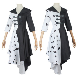 Costume de cosplay <span class=keywords><strong>Cruella</strong></span> De Vil noir et blanc, livraison directe pour Halloween - Product Image 1