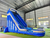 Toboggan aquatique gonflable bleu de 20 pieds, installations d'amusement aquatique commerciales