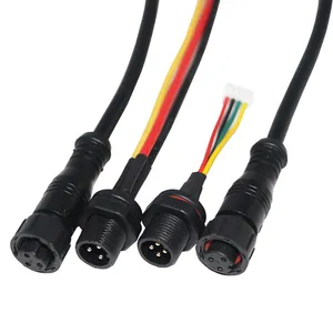 M12 IP65 IP67 IP68 waterproof connector 3pin male to female connector for LED Outdoor Lighting Cable