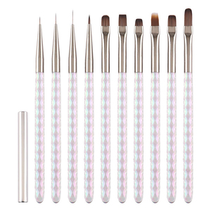 Aurora Diamond Shaped 10 Pack Acrylic Handle Nail Brush <b>Set</b> Precise <b>Crimped</b> Nylon Bristle Gel Construction Tool for Salon - Product Image 4