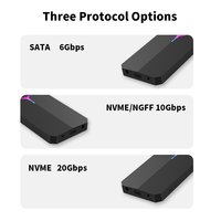 Aluminio 2 bahías RAID M.2 NVMe SATA SSD Recinto USB3.2 Gen 2 20Gbps Caja de unidad de estado sólido Tipo-C SSD Case
