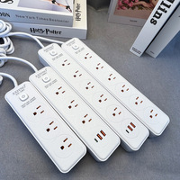 Stop Kontak Listrik Standar AS dengan Pelindung Lonjakan Arus dan Port USB Tipe C 110V 10A Kabel Ekstensi Multi Stop Kontak untuk Rumah dan Kantor