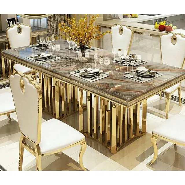 Plan de travail en marbre pour salle à manger, Set de Table rectangulaire, moderne et léger, de Style luxe, 2 pièces