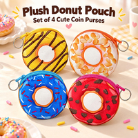 Porte-monnaie en peluche mignon en forme de beignet, 10 cm, rond, avec fermeture éclair, porte-clés, portefeuille, petite pochette en peluche douce pour enfants, cadeau
