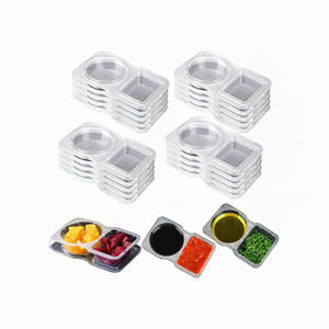 Double Compartment Condiment <b>Container</b> with Lids Disposable Sauce Box for Take-out Sauces Dipping Oil Vinegar Chili Sauce Box - Product Image 3