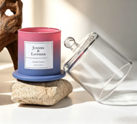 Bougie parfumée en cire de soja avec couvercle en verre dégradé et base en verre, faite à la main, respectueuse de l'environnement, cadeau de luxe pour Pâques
