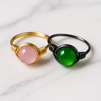 Bague en cristal faite à la main avec fil enroulé, bague ajustable en pierres précieuses, bijoux personnalisés en pierres pour femmes