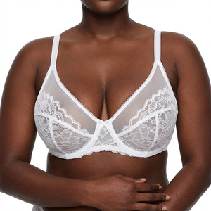 Soutien-gorge à armatures en dentelle pour femme, fermeture avant, décolleté plongeant en V profond, push-up, sans doublure, en maille, <span class=keywords><strong>grande</strong></span> <span class=keywords><strong>taille</strong></span>, lingerie pour soirée romantique - Product Image 3