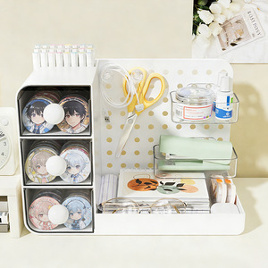 Desktop <b>Storage</b> <b>Box</b> 4 In 1 Cosmetic Organizer For Makeup And Skincare Products Tabletop <b>Drawer</b> Organizer Solid Color - Product Image 3