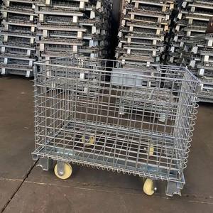 כלוב מתכת קריסת מגולוון עם גלגלי רשת רשת תיל מרותכת צורה חור מרובע לשימוש גדר - Product Image 3