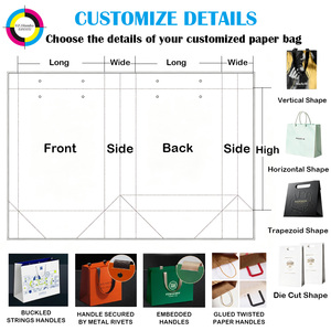 Sacs shopping en papier blanc de luxe personnalisés avec votre propre logo, poignées en corde de coton <span class=keywords><strong>noir</strong></span>, emballage cadeau boutique, sacs en papier pour la vente au détail - Product Image 4