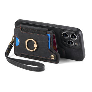 Étui de téléphone en cuir PU rétro de luxe avec porte-cartes magnétique et support anneau pour iPhone 15 14 13 Pro Max - Product Image 4